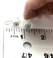 Small Circle Earrings in White Glass and Sterling Silver