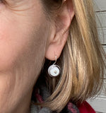 Small Circle Earrings in White Glass and Sterling Silver