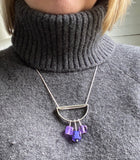 Semicircle Stem Necklace in Lavender and Violet Glass and Sterling Silver