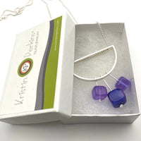 Semicircle Stem Necklace in Lavender and Violet Glass and Sterling Silver