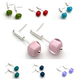 Petite Stem Earrings in Glass and Sterling Silver - Choice of Colors