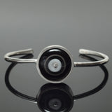 Handmade Black and White Cuff Sterling Silver Bracelet
