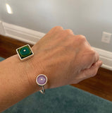 Double Sided Cuff Bracelet Green Teal Lavender