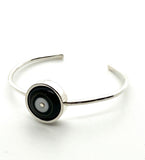 Handmade Black and White Cuff Sterling Silver Bracelet