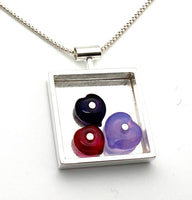 Modern Heart cluster necklace in glass and sterling silver