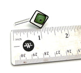Offset Square Dangle Earrings with Mint Green Glass and Sterling Silver