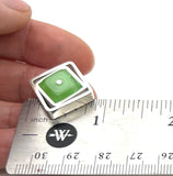 Medium Offset Square in Square Ring in Mint Glass and Sterling Silver US size 6