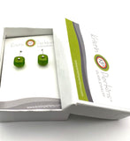 Tiny Square Dangle Earrings in Glass (Choice of Colors) and Sterling Silver