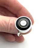 Simple Circle Ring Black and White and Sterling Silver Framed