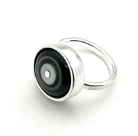Simple Circle Ring Black and White and Sterling Silver Framed