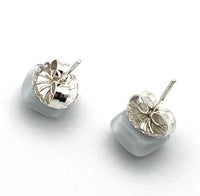 Glass Square Stud Earrings/Post Earrings in Gray and White