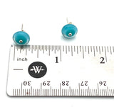 Small Circle Stud Earrings in Turquoise Glass and Sterling Silver