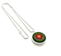 Simple Circle Necklace in Orange, Red, Lavender, and Green Glass and Sterling Silver
