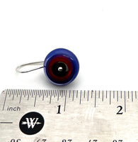 Short Circle Earrings in Red/Orange, Gray, and Lavender/Violet Glass and Sterling Silver