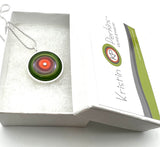 Simple Circle Necklace in Orange, Red, Lavender, and Green Glass and Sterling Silver