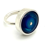Large Circle Ring in Turquoise, Blue, and Steel Blue US Size 6