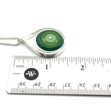 Medium Modern Raindrop Necklace in Mint Green, Green, and Teal Glass and Sterling Silver