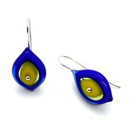 Leaf Earrings in Yellow and Blue