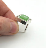 Medium Offset Square in Square Ring in Mint Glass and Sterling Silver US size 6
