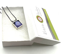Lavender Heart Square Necklace in Oxidized Sterling Silver