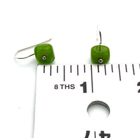 Tiny Square Dangle Earrings in Glass (Choice of Colors) and Sterling Silver