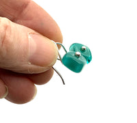 Tiny Square Dangle Earrings in Glass (Choice of Colors) and Sterling Silver