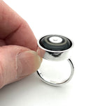 Simple Circle Ring Black and White and Sterling Silver Framed
