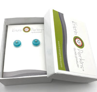 Small Circle Stud Earrings in Turquoise Glass and Sterling Silver