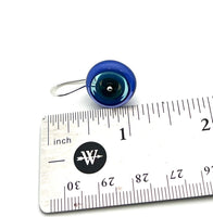 Short Circle Earrings in Gray, Turquoise, and Violet Glass and Sterling Silver
