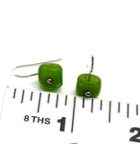 Tiny Square Dangle Earrings in Glass (Choice of Colors) and Sterling Silver