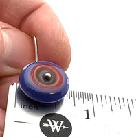Short Circle Earrings in Red/Orange, Gray, and Lavender/Violet Glass and Sterling Silver