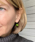 Tiny Square Dangle Earrings in Glass (Choice of Colors) and Sterling Silver