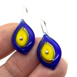 Leaf Earrings in Yellow and Blue