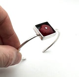 Red Heart in Oxidized Silver Box Cuff Bracelet