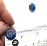 Short Circle Earrings in Gray, Turquoise, and Violet Glass and Sterling Silver