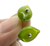 Tiny Leaf Stud Earrings in Glass and Sterling Silver (Choice of Colors)