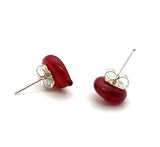 Tiny Leaf Stud Earrings in Glass and Sterling Silver (Choice of Colors)