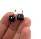 Tiny Square Dangle Earrings in Glass (Choice of Colors) and Sterling Silver