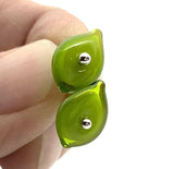 Tiny Leaf Stud Earrings in Glass and Sterling Silver (Choice of Colors)