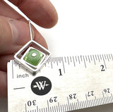 Offset Square Dangle Earrings with Mint Green Glass and Sterling Silver
