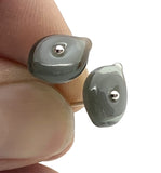 Tiny Leaf Stud Earrings in Glass and Sterling Silver (Choice of Colors)