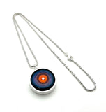 Simple Circle Necklace in Orange, Red, Lavender, and Blue and Sterling Silver