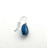 Leaf Dangle Earrings in Turquoise, Blue, and Steel Blue Glass and Sterling Silver