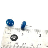 Circle Stud Earrings in Turquoise, Blue, and Steel Blue Glass and Sterling Silver